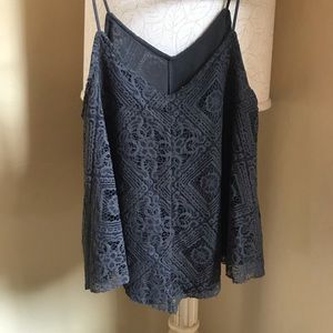 American Eagle Black Lace Flowy Tank